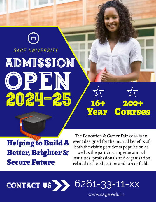 College Admission Open ` Ulotka (US Letter) template